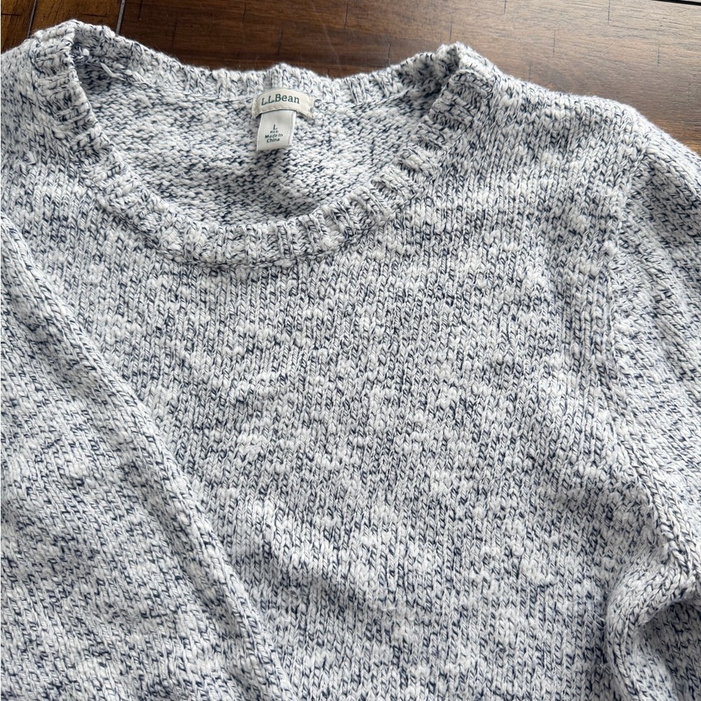 Women’s Large LL Bean Cotton Ragg Sweater, Marled, Natural